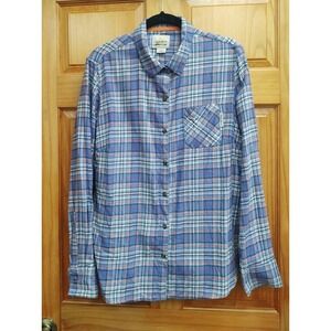 Field & Stream Blue Plaid Flannel Long Sleeve Button Shirt Tapered Cut